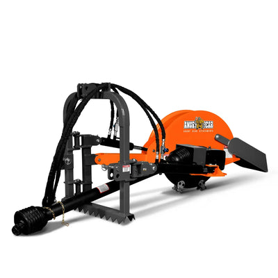 MechMaxx 24" Cutting Wheel Hydraulic Cylinder Stump Grinder for 35–60HP Tractors, Includes PTO Shaft with Slip Clutch, Model TSG61
