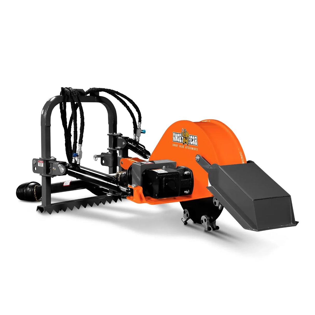 MechMaxx 24" Cutting Wheel Hydraulic Cylinder Stump Grinder for 35–60HP Tractors, Includes PTO Shaft with Slip Clutch, Model TSG61