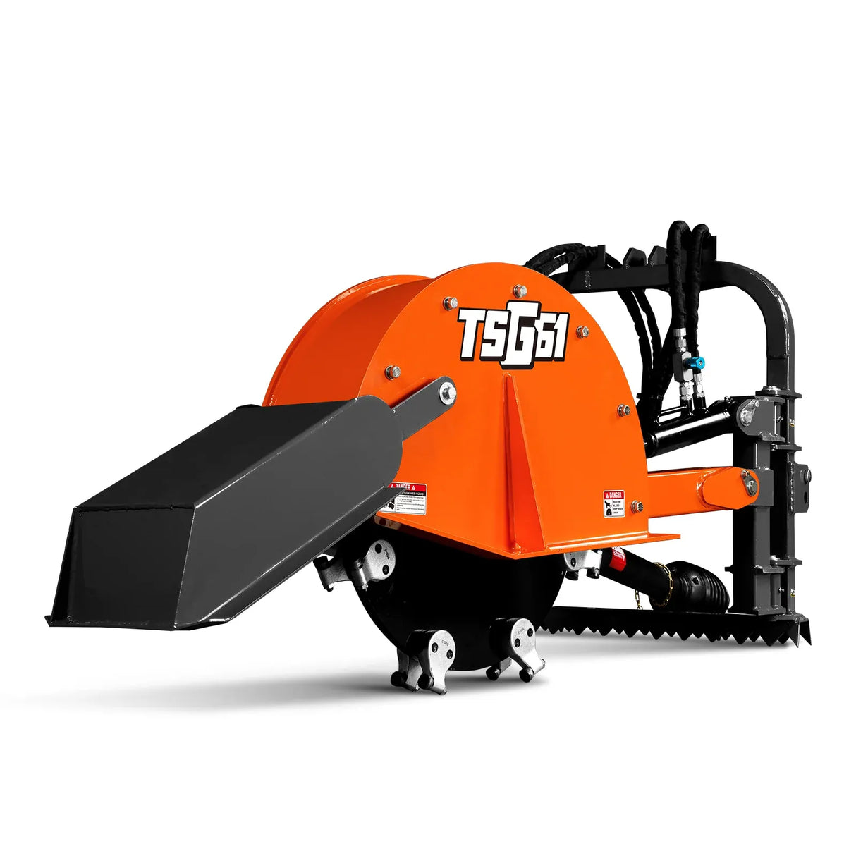 MechMaxx 24" Cutting Wheel Hydraulic Cylinder Stump Grinder for 35–60HP Tractors, Includes PTO Shaft with Slip Clutch, Model TSG61
