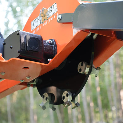 MechMaxx 24" Cutting Wheel Hydraulic Cylinder Stump Grinder for 35–60HP Tractors, Includes PTO Shaft with Slip Clutch, Model TSG61