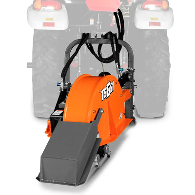 MechMaxx 24" Cutting Wheel Hydraulic Cylinder Stump Grinder for 35–60HP Tractors, Includes PTO Shaft with Slip Clutch, Model TSG61