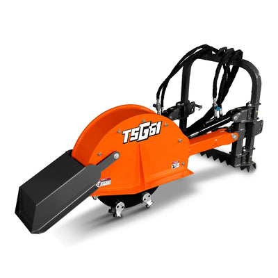 MechMaxx 24" Cutting Wheel Hydraulic Cylinder Stump Grinder for 35–60HP Tractors, Includes PTO Shaft with Slip Clutch, Model TSG61