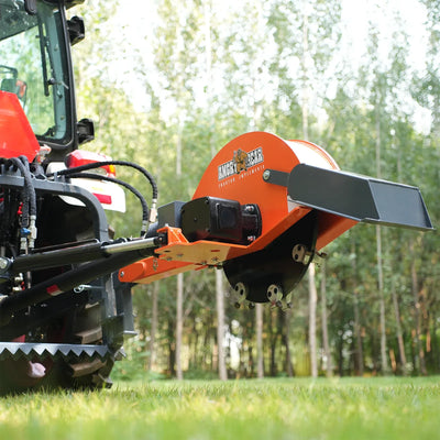 MechMaxx 24" Cutting Wheel Hydraulic Cylinder Stump Grinder for 35–60HP Tractors, Includes PTO Shaft with Slip Clutch, Model TSG61