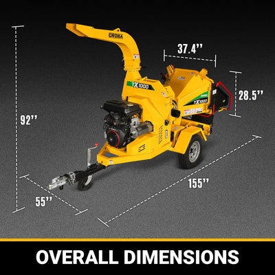 MechMaxx 8" 35HP 1000cc ZONSEN Commercial Hydraulic Wood Chipper, Model TX1000