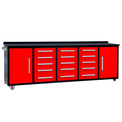 Chery Industrial 15-Drawer Storage Workbench with Wheels 10FT - SUIWB10152BLAC