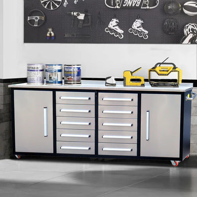 Chery Industrial 7ft 10-drawer Storage Workbench with Wheels - SUIWB07102RDAC