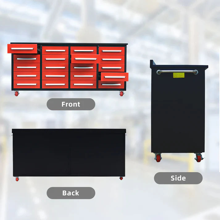 Chery Industrial 7ft 20-Drawer Storage Workbench with Wheels - SUIWB0720RDAC