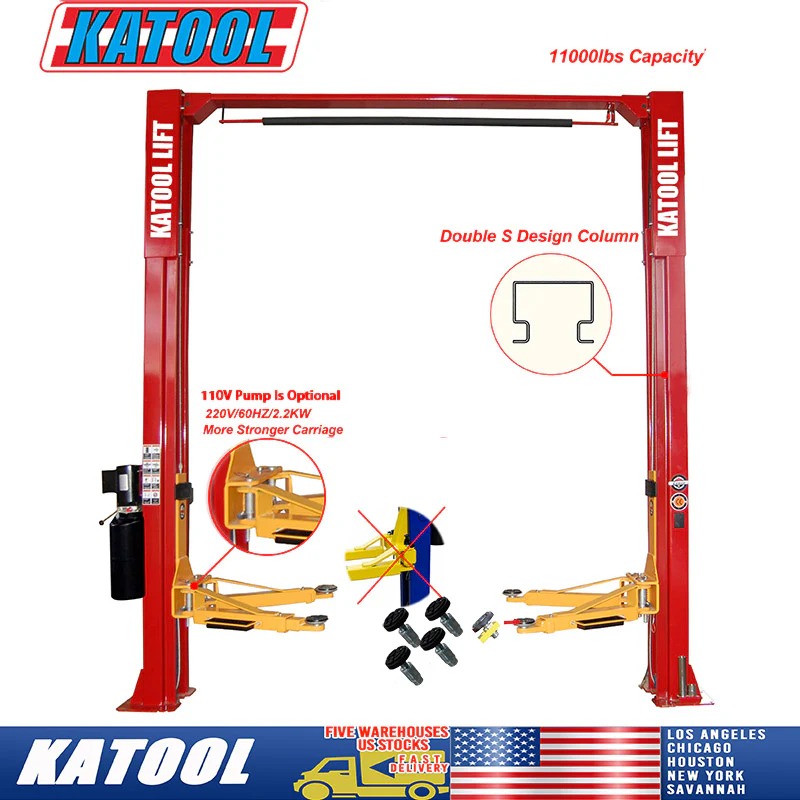 Katool KT-M110 11,000 lb Symmetric 2-Post Car Lift for Auto Shops