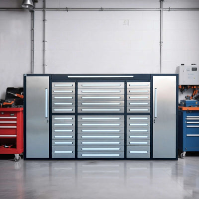Chery Industrial 9 ft Garage Storage Cabinet with 34 Drawers & 2 Cabinets - WW000219