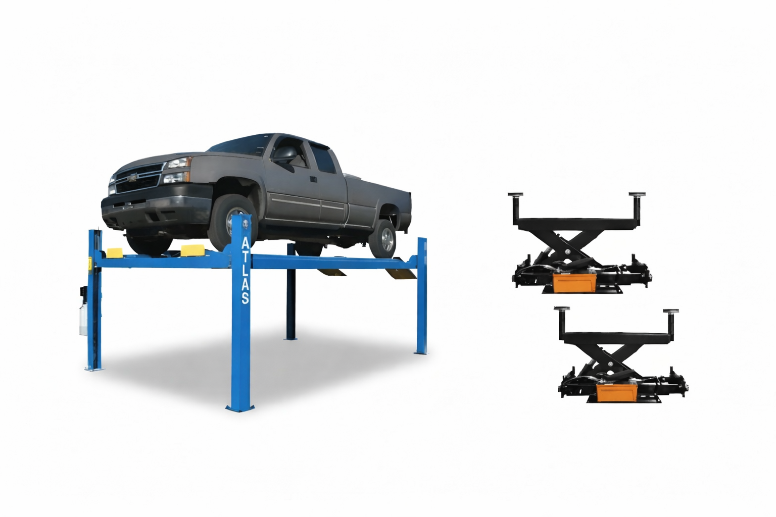 Atlas 412 Commercial 12,000 lb 4-Post Lift with RJ6 Rolling Jacks Combo