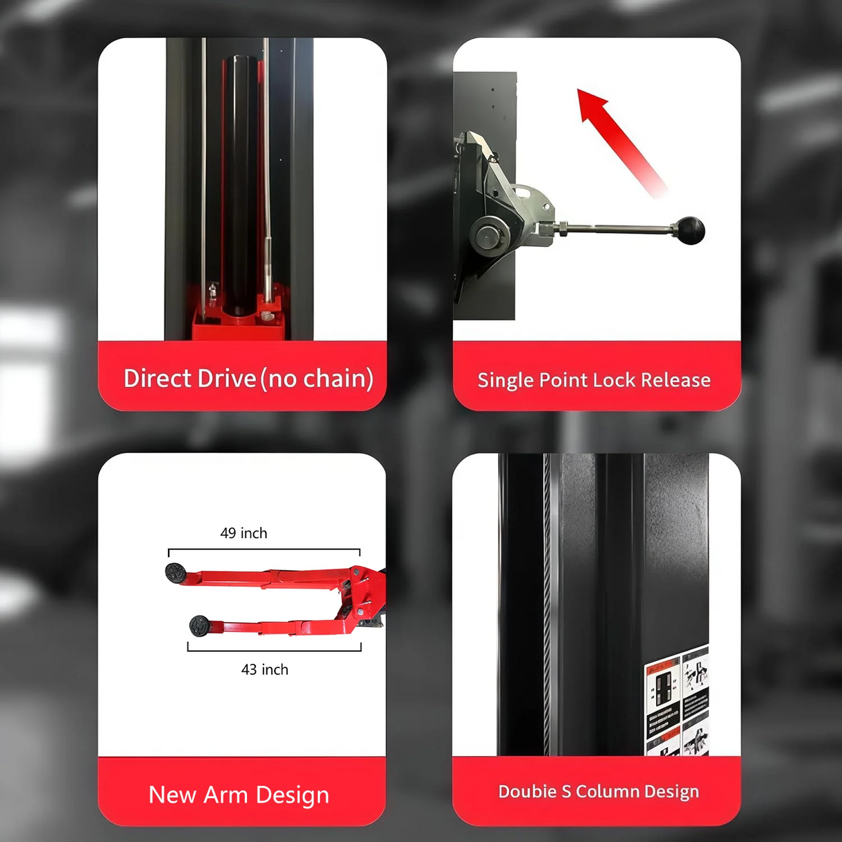 Katool KT-AS110D 11,000 lb Asymmetric 2-Post Car Lift with Single-Point Lock Release