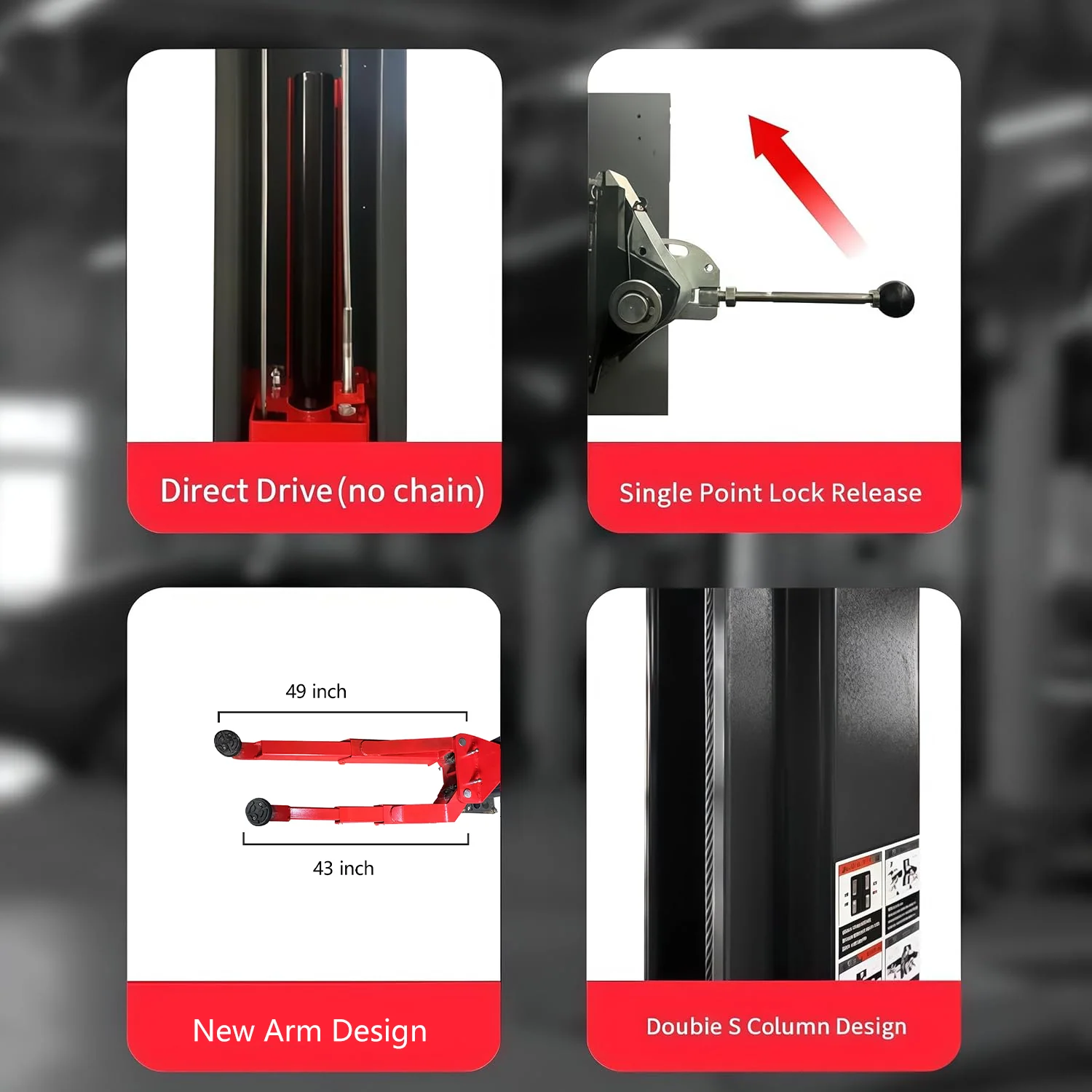 Katool KT-AS110D 11,000 lb Asymmetric 2-Post Car Lift with Single-Point Lock Release