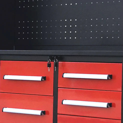 Chery Industrial 10ft Workbench Cabinet(40 Drawers, 2 Cabinets & 1 Pegboard) - WW000216