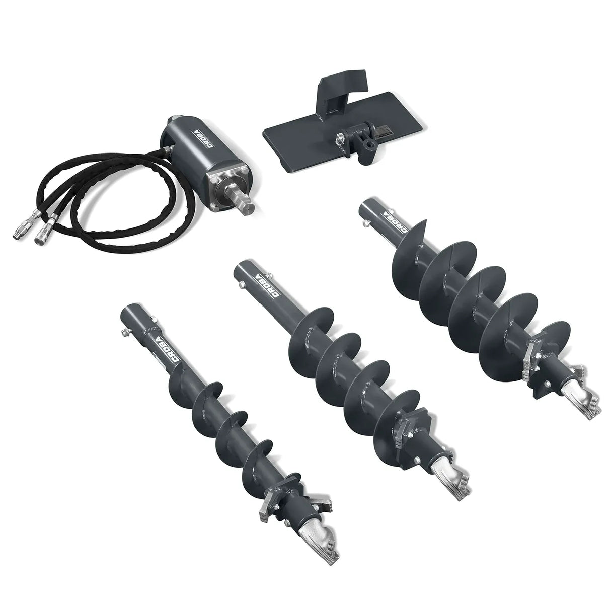 MechMaxx Mini Skid Steer Drive Auger Attachment with 6", 9", and 12" Auger Bits
