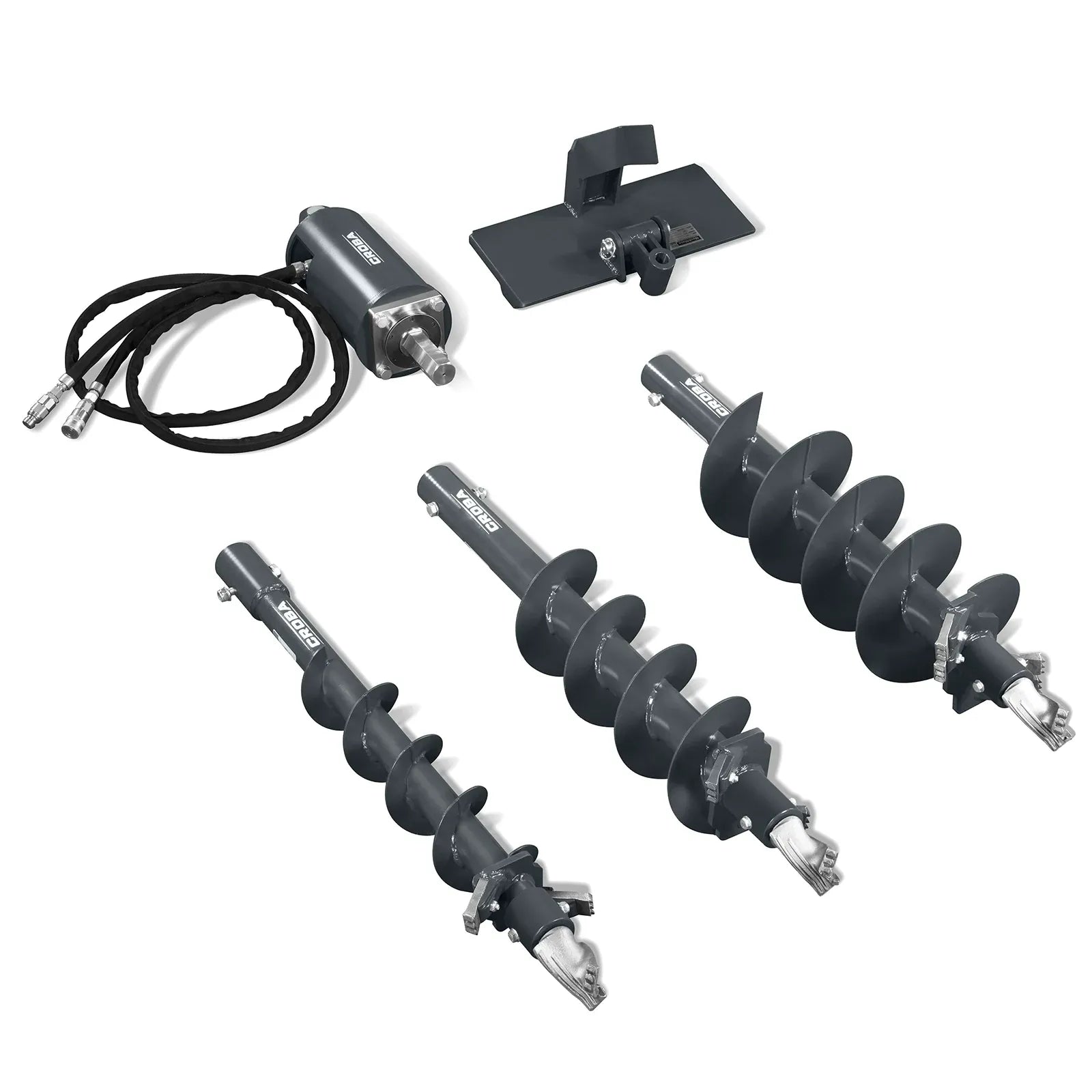 MechMaxx Mini Skid Steer Drive Auger Attachment with 6", 9", and 12" Auger Bits