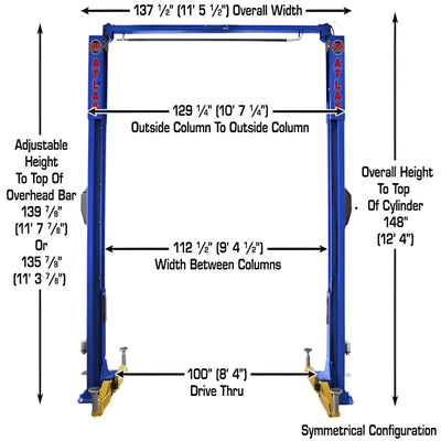 Atlas PVL10 Platinum 2-Post Lift with Extension Kit