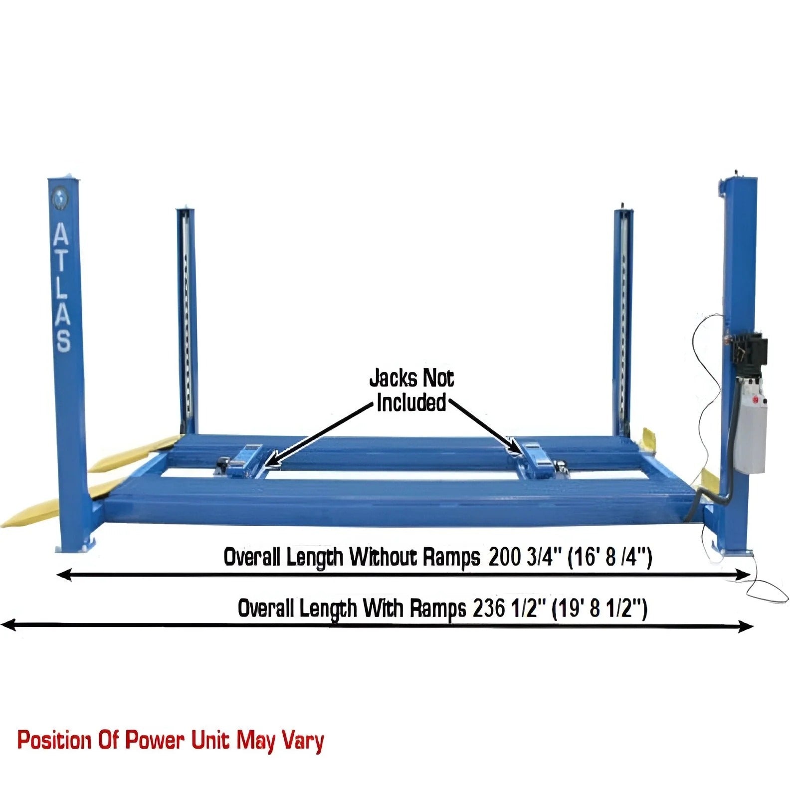 Atlas 412 Commercial 12,000 lb 4-Post Lift with RJ6 Rolling Jacks Combo
