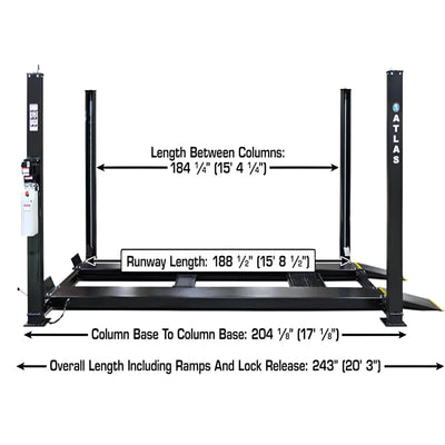Atlas APEX9 ALI Certified 9,000 lb Capacity 4-Post Vehicle Lift