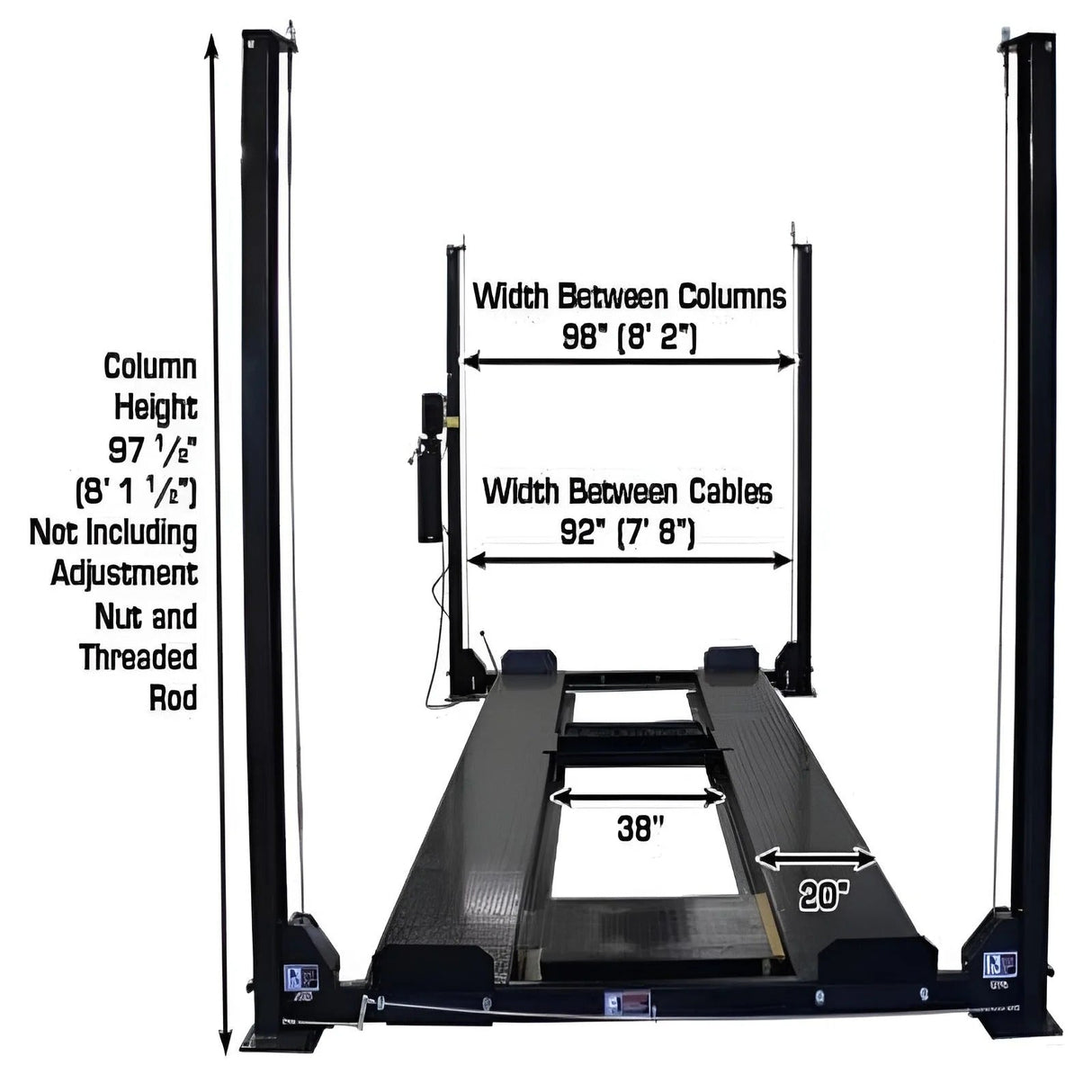 Atlas PRO8000EXT-L 8,000 lb 4-Post Lift with Dual RJ35 Sliding Bridge Jacks Combo