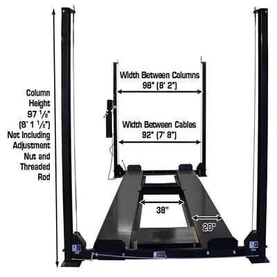 Atlas PRO8000EXT-L 8,000 lb 4-Post Lift with Dual RJ35 Sliding Bridge Jacks Combo
