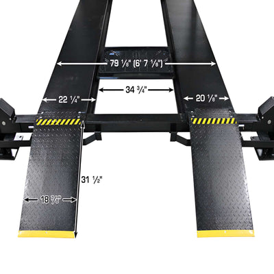 Atlas APEX9 ALI Certified 9,000 lb 4-Post Car Lift with RJ6 Rolling Bridge Jacks Combo