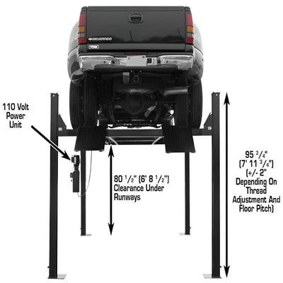 Atlas PRO9000 4-Post Vehicle Lift with RJ6 Rolling Bridge Jacks Combo