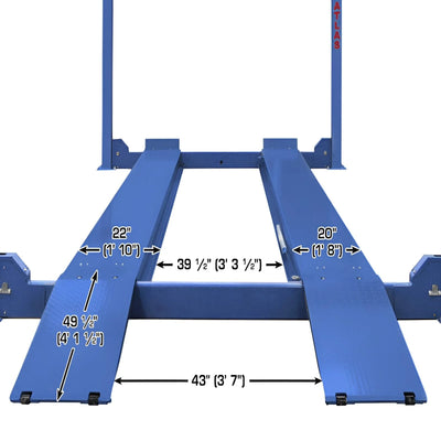 Atlas Platinum PVL14 ALI Certified 14000 lb 4-Post Lift Combo with RJ7000 Rolling Jacks