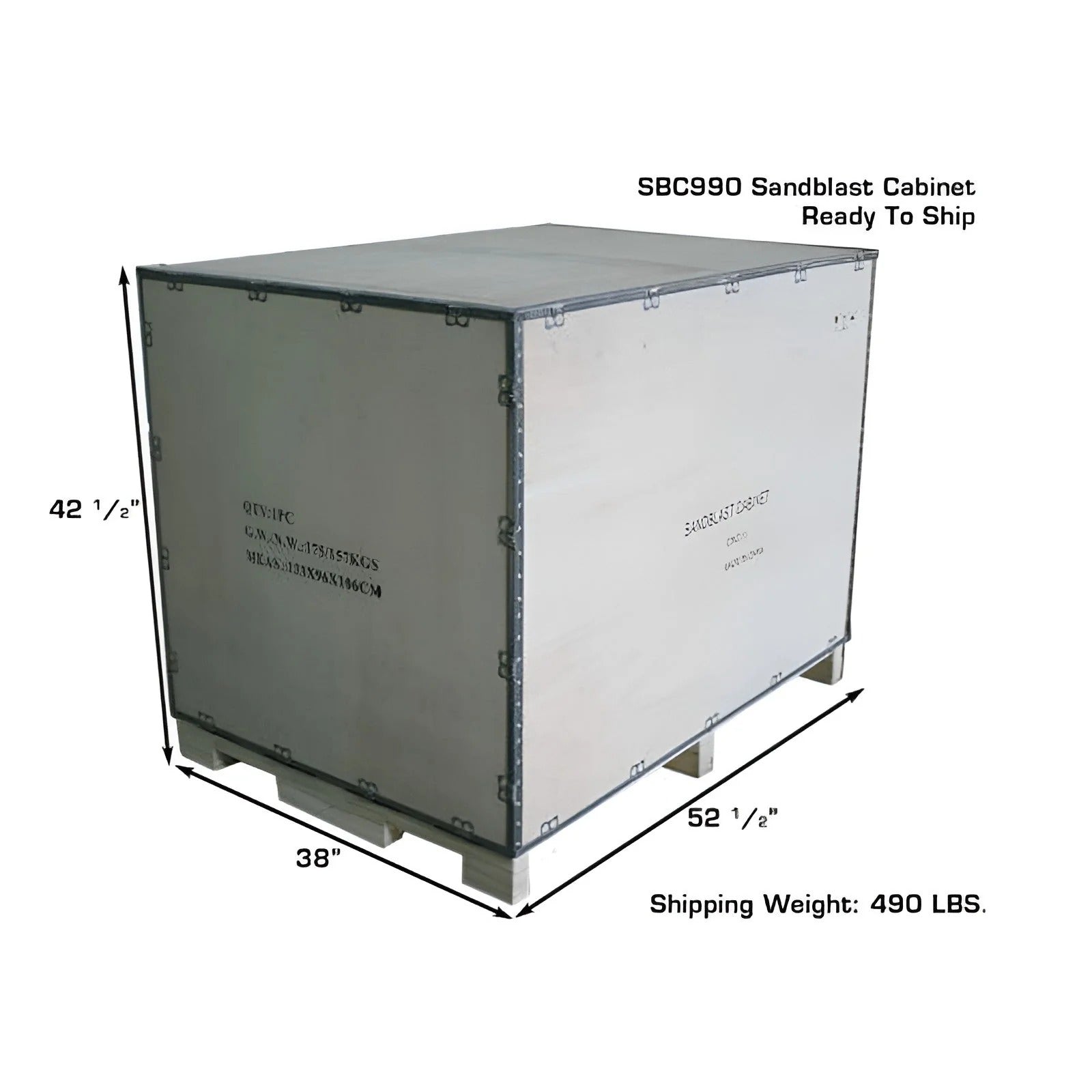 Atlas SBC990 Large Sandblast Cabinet with Vacuum Dust Collection System and Foot Pedal Control