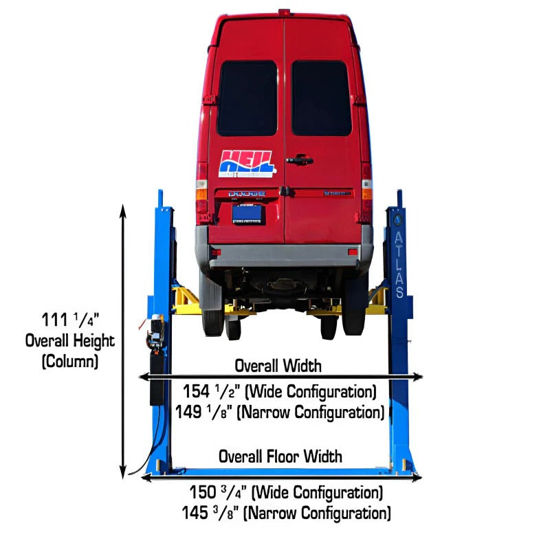 Atlas BP12000X 12,000 lb Baseplate 2-Post Lift – Heavy-Duty Low Ceiling Commercial Lift