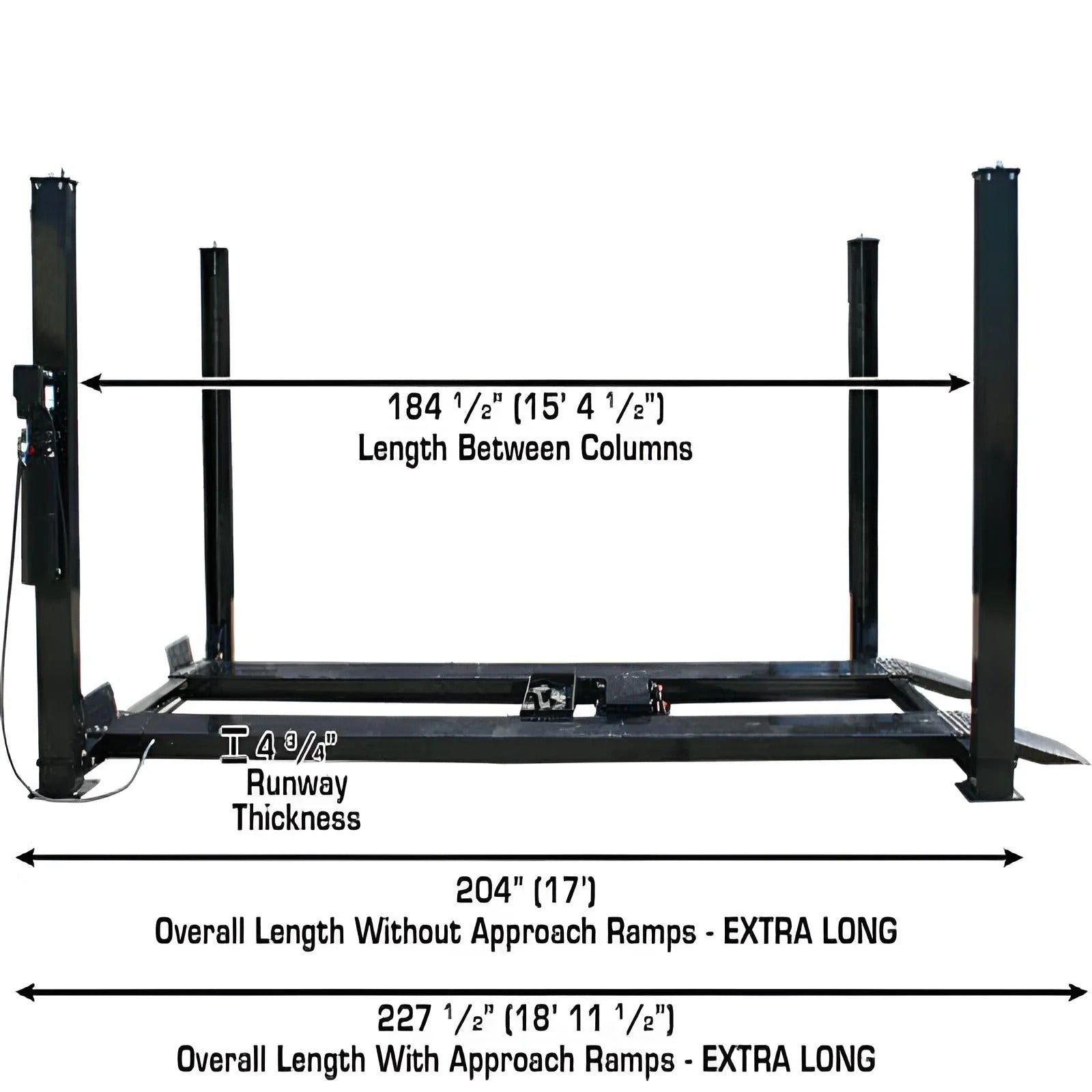 Atlas PRO9000 4-Post Vehicle Lift with RJ6 Rolling Bridge Jacks Combo