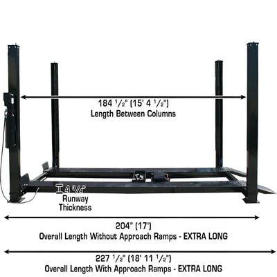 Atlas PRO9000 4-Post Vehicle Lift with RJ6 Rolling Bridge Jacks Combo