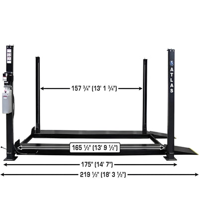 Atlas APEX8 ALI Certified 8,000 lb 4-Post Lift with Dual RJ35 Sliding Bridge Jacks Combo