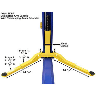 Atlas 9KBPX 9,000 lb Baseplate 2-Post Vehicle Lift