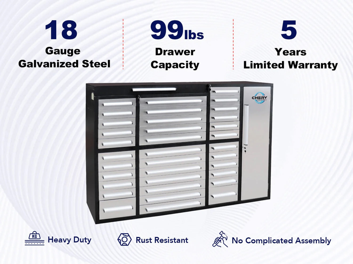 Chery Industrial 7ft Garage Storage Cabinet (35 Drawers & 1 Cabinet) - WW000212