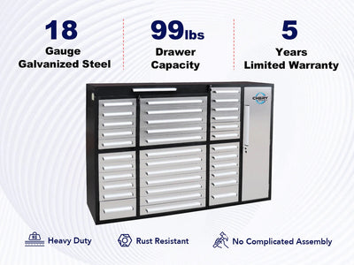 Chery Industrial 7ft Garage Storage Cabinet (35 Drawers & 1 Cabinet) - WW000212