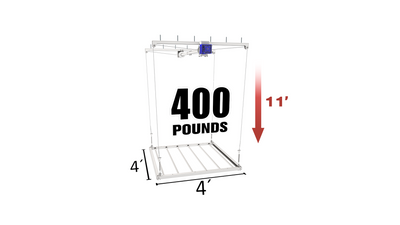 EZ Garage Storage E-Z Lift 4 ft x 4 ft Overhead Storage Lift 8 ft Drop 400 lb - R4X4