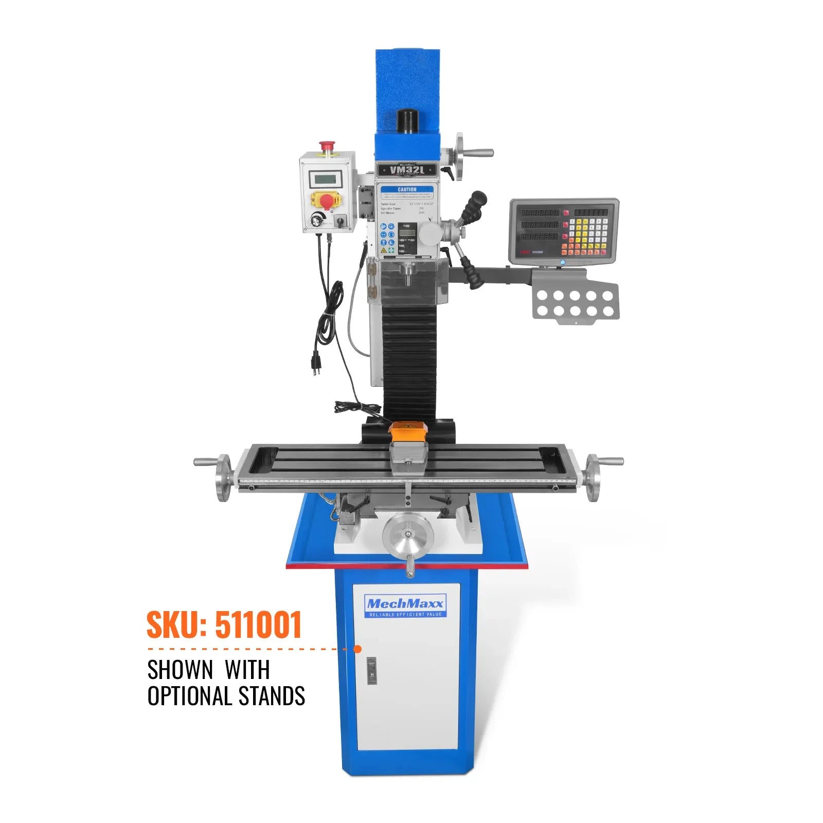MechMaxx 8x33 Industrial Benchtop Mill Drill Machine with DRO, Model VM32LD