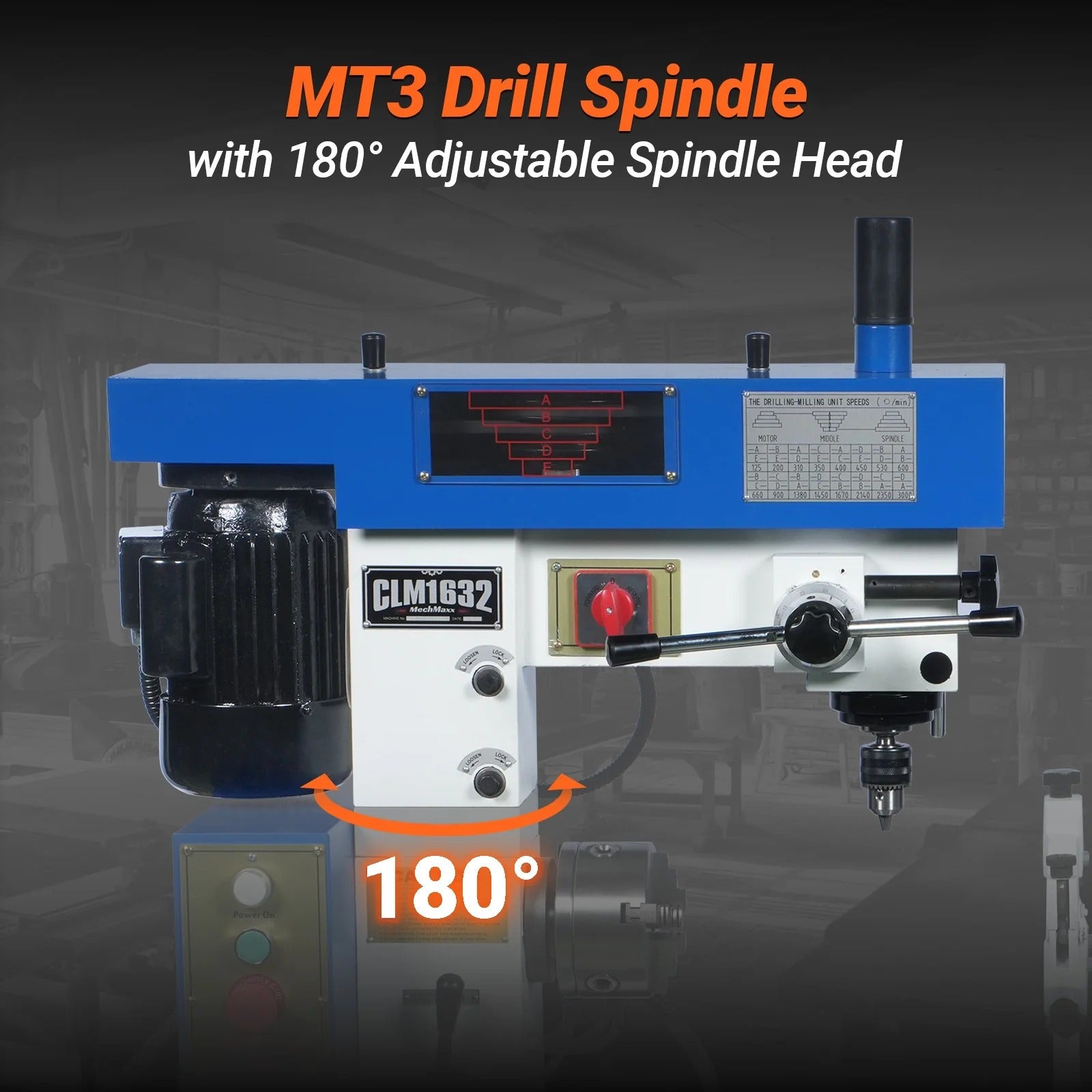 MechMaxx 16x32 Multi-Function Lathe Milling Machine Head, Model CLM1632