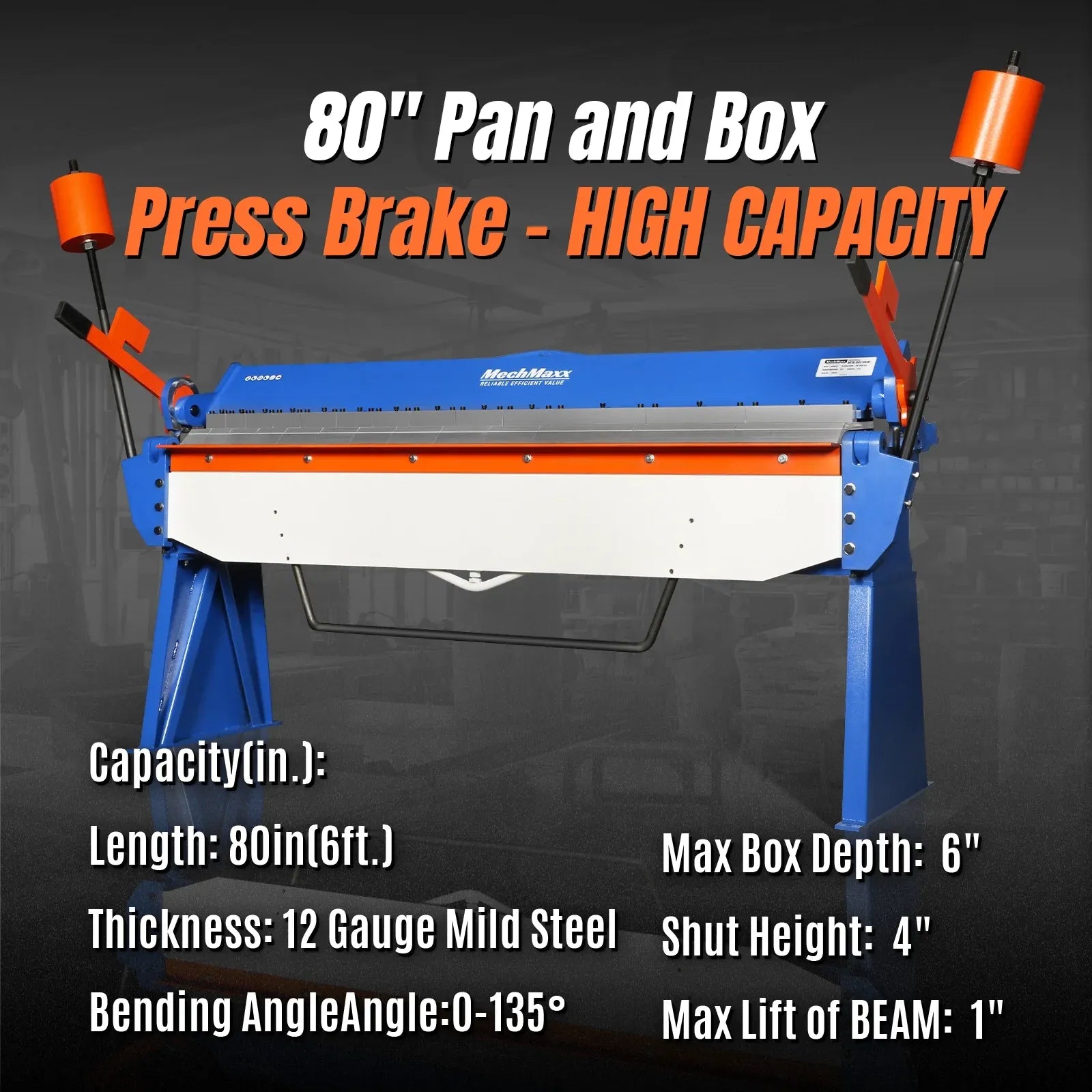 MechMaxx 80" Sheet Metal Brake, 12 Gauge Capacity, Model PB8012
