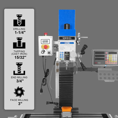 MechMaxx 8x33 Industrial Benchtop Mill Drill Machine with DRO, Model VM32LD