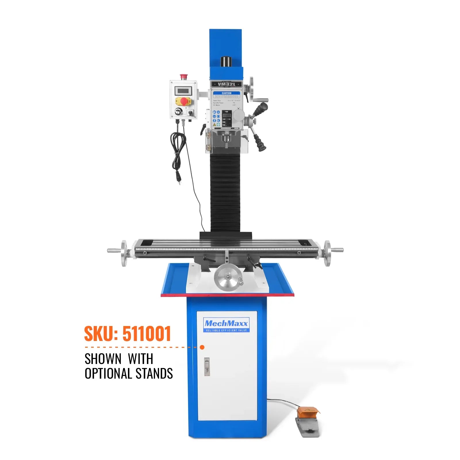 MechMaxx 8x33 Industrial Benchtop Mill Drill Machine with 2HP Motor, Model VM32L