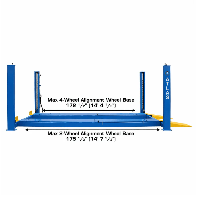 Atlas 414A 14,000 lb 4-Post Alignment Lift with RJ8 Rolling Jacks Combo