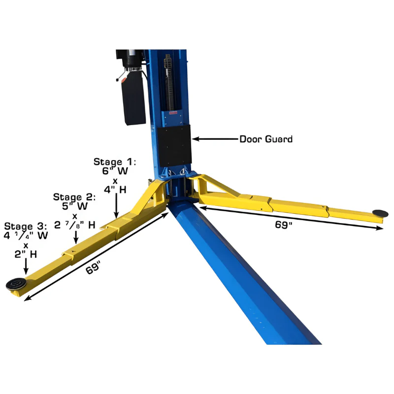 Atlas BP12000X 12,000 lb Baseplate 2-Post Lift – Heavy-Duty Low Ceiling Commercial Lift