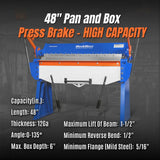 MechMaxx 48" Heavy Duty Pan and Box Brake, 12 Gauge Capacity, Model PB4812