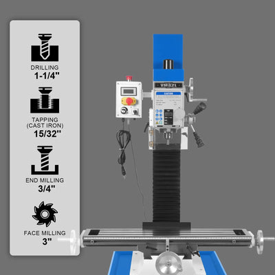 MechMaxx 8x33 Industrial Benchtop Mill Drill Machine with 2HP Motor, Model VM32L