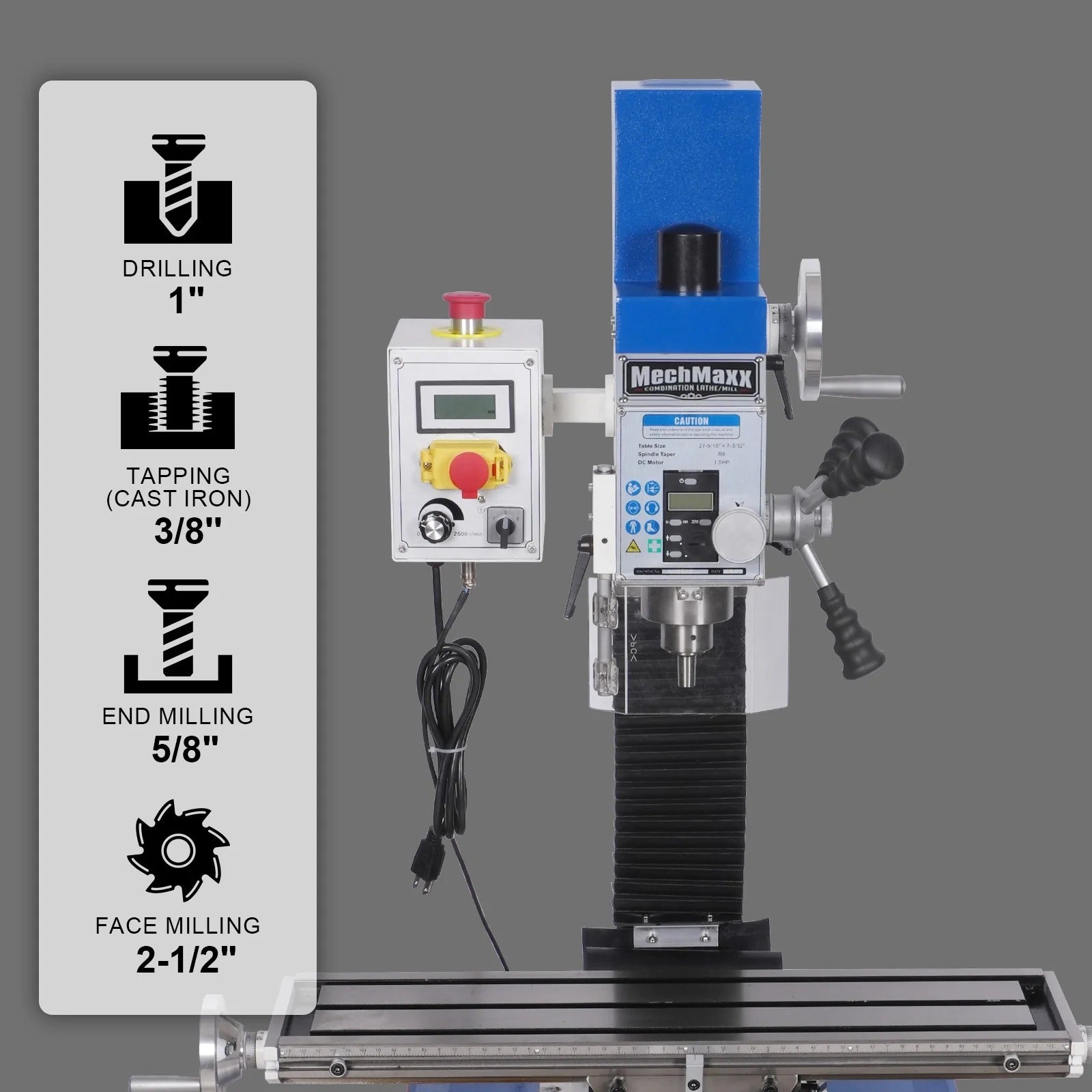 MechMaxx 11x30 Combination Lathe Milling Drilling Machine, Model 1130VC
