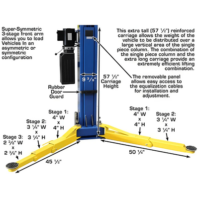 Atlas 9OHSC Overhead 2-Post Lift with Lawn Mower Adapter Combo