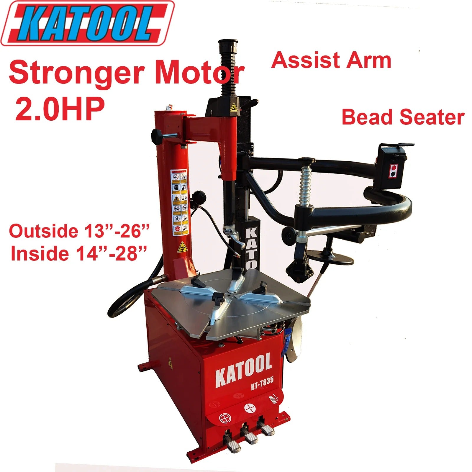 Katool KT-T835 Tire Changer with Single Assist Arm for 12"-28" Rims