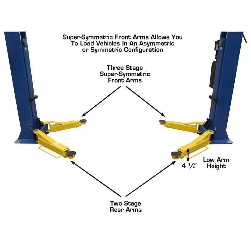 Atlas 9OHSC Overhead 2-Post Lift with Lawn Mower Adapter Combo
