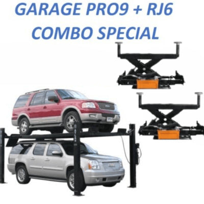 Atlas PRO9000 4-Post Vehicle Lift with RJ6 Rolling Bridge Jacks Combo